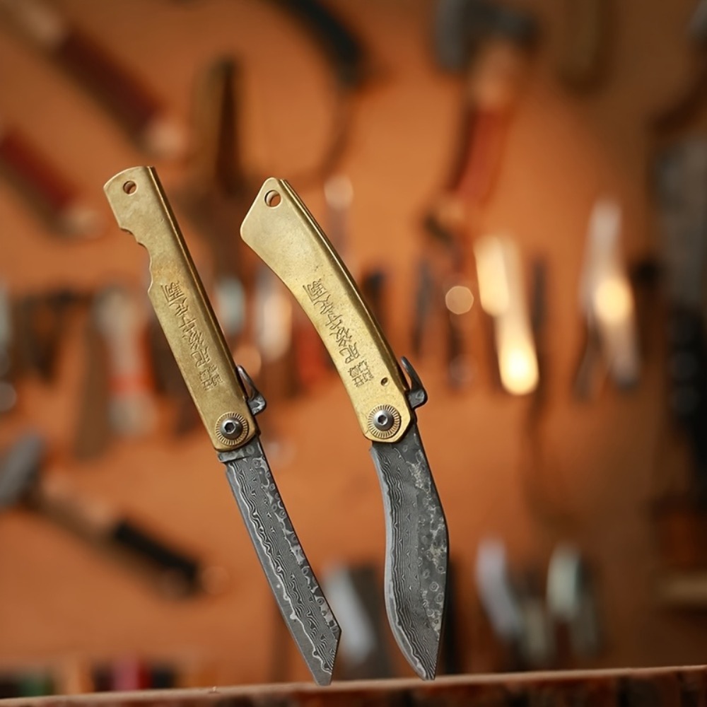 Vintage Collectible Pocket Knives - Vintage Brass Handle Folding Pocket Knife