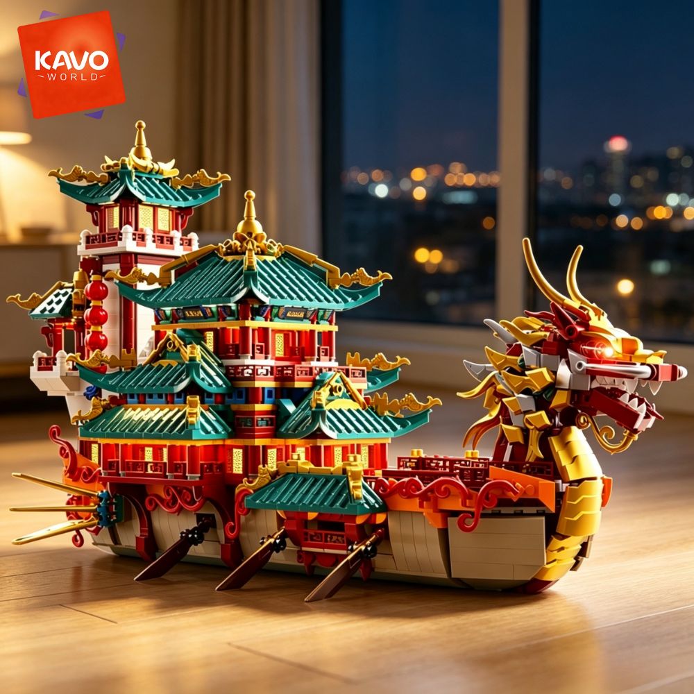 KAVOWORLD 2453pcs Dragon Boat  - đánh giá và giá Vintage Toys Collector